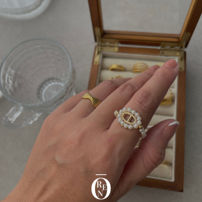 Ring065｜天然貝珠｜法式貝珠戒