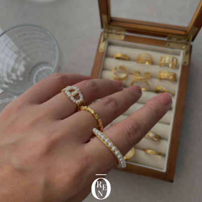 Ring067｜黃銅｜天然貝珠戒指