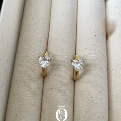 不鏽鋼｜Moyen 193｜心型鋯石耳圈