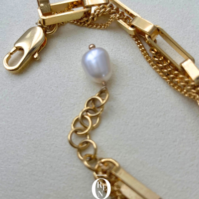 銅｜Pearl Charm 54｜雙層不規則手鍊