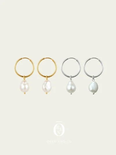 925銀｜Pearl Drop Earrings 118｜淡水珍珠