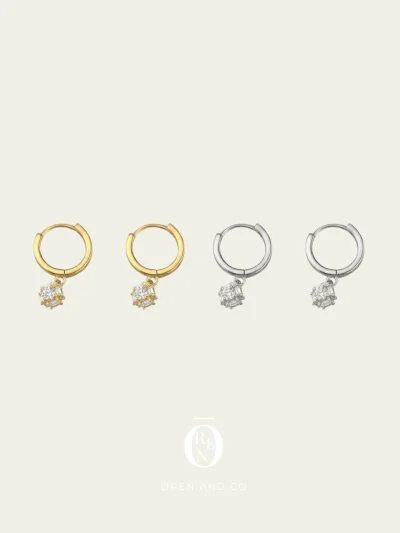 925銀｜Petit 187｜小繡球鋯石耳圈