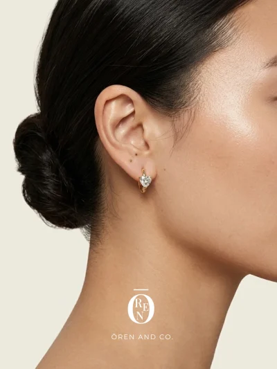 不鏽鋼｜Moyen 193｜心型鋯石耳圈