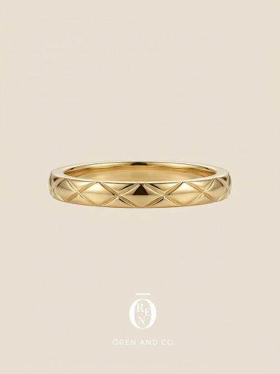 Ring054｜黃銅｜復古菱格紋戒