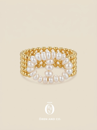 Ring067｜黃銅｜天然貝珠戒指