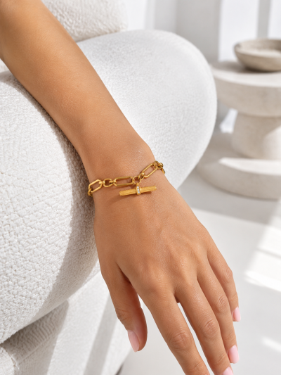 不鏽鋼｜T-Bar Bracelet 76｜T字寬鏈手鍊