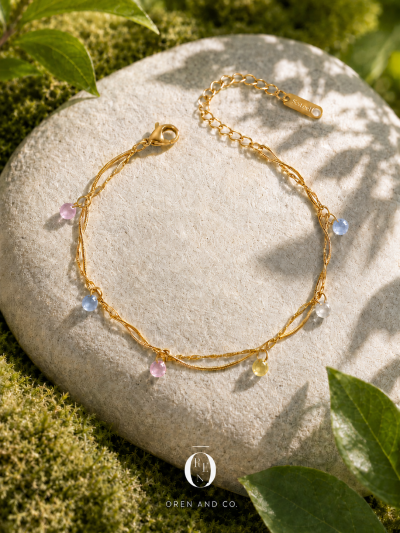 不鏽鋼｜Pastel Drop Bracelet 72｜柔彩水滴雙層手鍊
