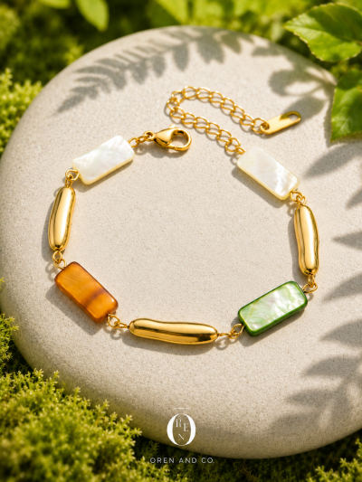 不鏽鋼｜Midsummer Stones Bracelet 73｜仲夏野境彩石手鍊 - 金色