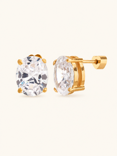不鏽鋼｜Classic Oval Earrings 198｜經典橢圓鑽耳環