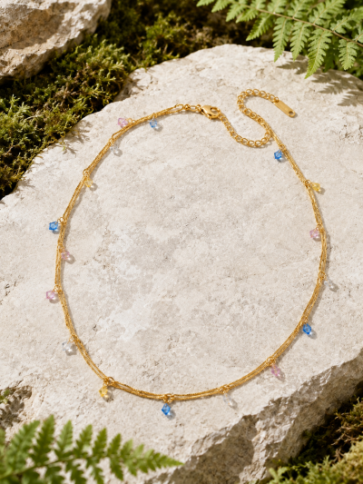不鏽鋼｜Pastel Drop Necklace 213｜柔彩水滴雙層項鍊