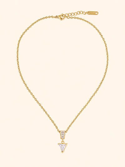 不鏽鋼｜Athena Necklace 216｜三角鑽墜項鍊 - 金色