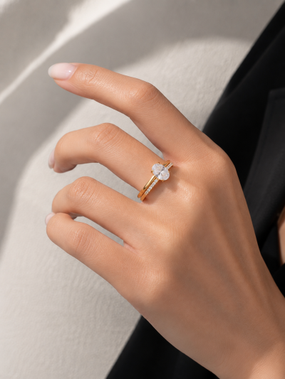 不鏽鋼｜Theia Ring Set 119｜橢圓鑽雙戒組